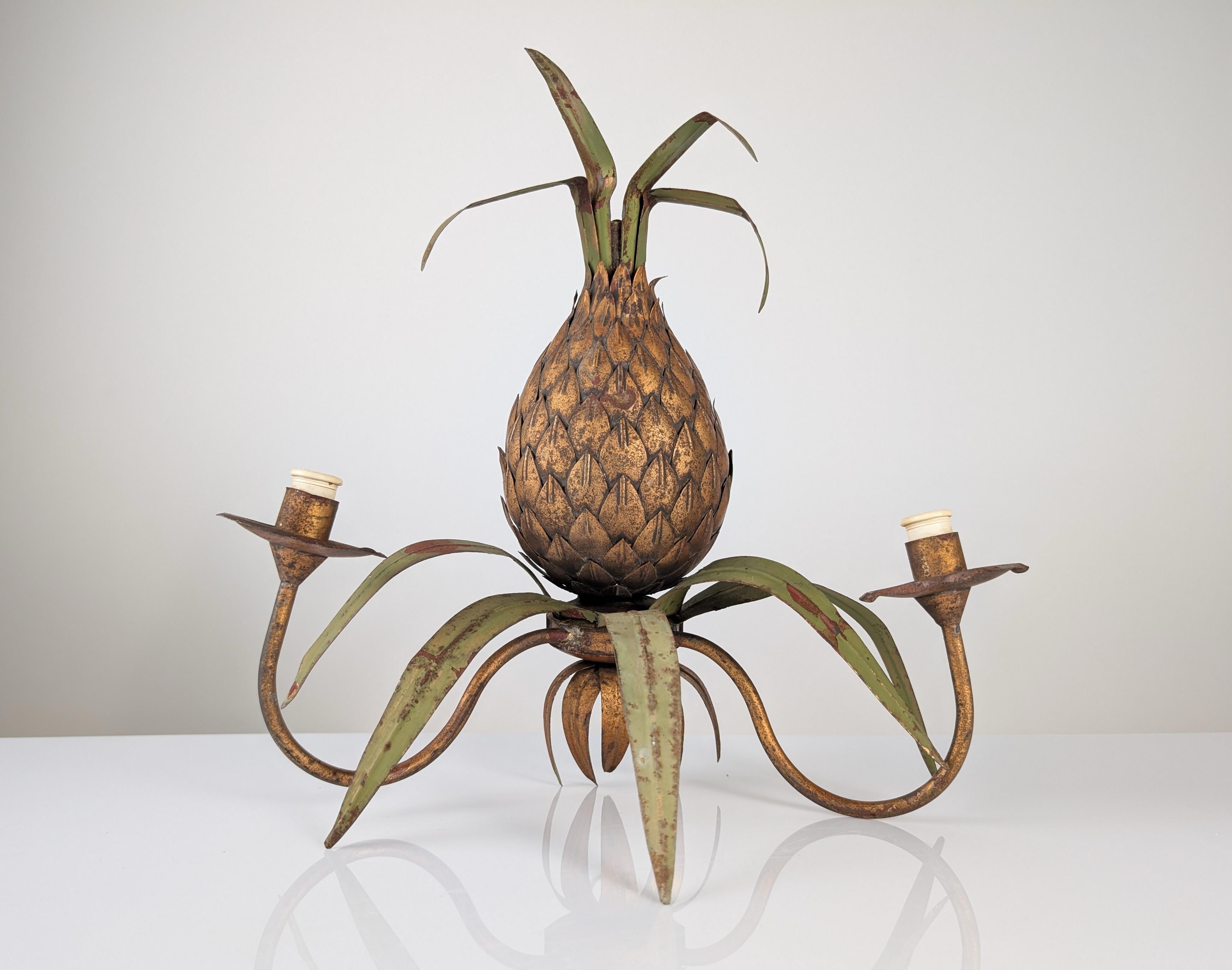 Pineapple Wall Sconce, Maison Jansen Style, 1970s In Fair Condition In Benalmadena, ES