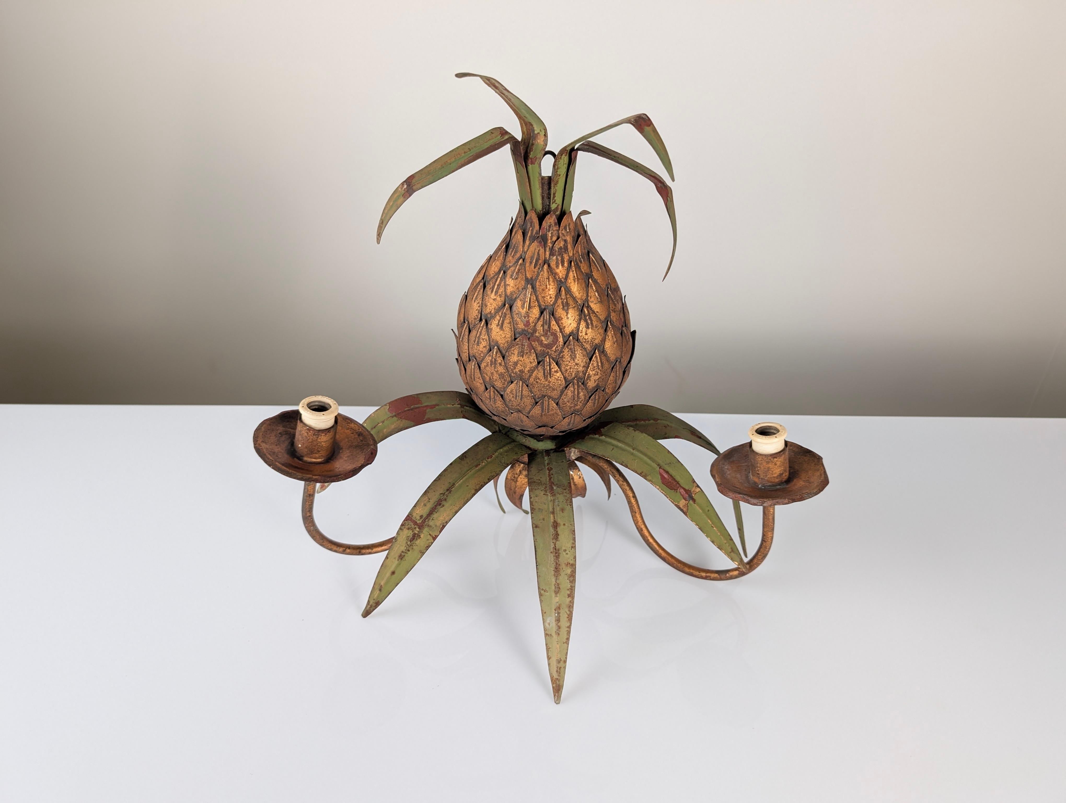 Pineapple Wall Sconce, Maison Jansen Style, 1970s 1