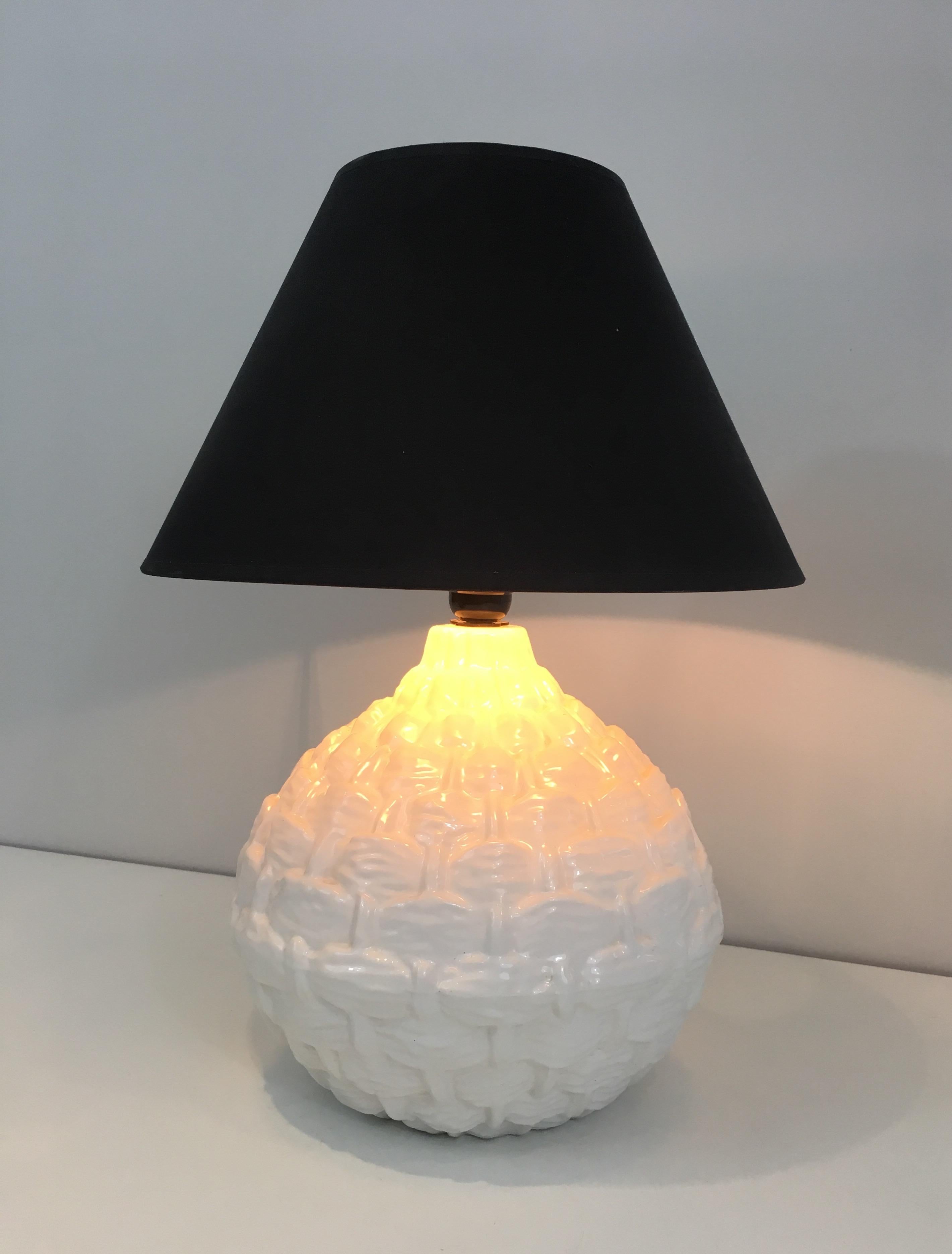 Pineapple White Ceramic Table Lamp, French, circa 1970 8