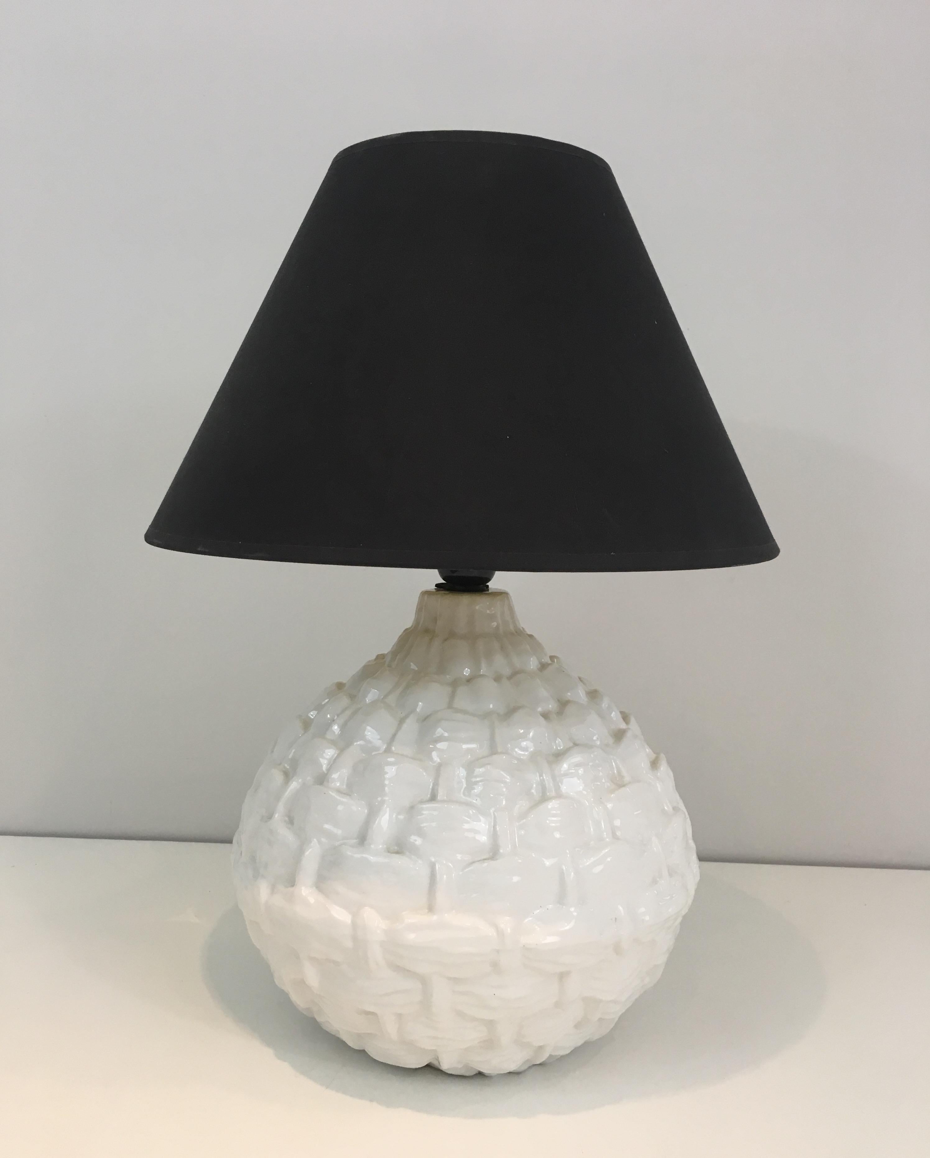 Pineapple White Ceramic Table Lamp, French, circa 1970 12