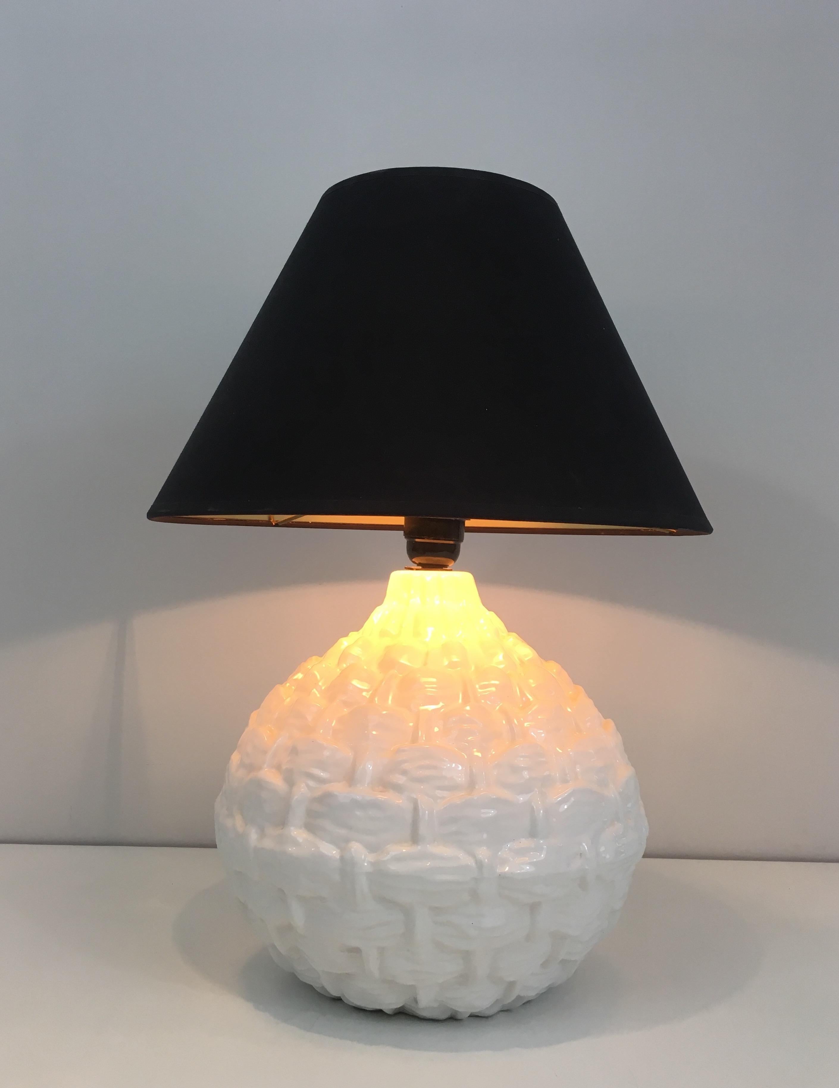 Pineapple White Ceramic Table Lamp, French, circa 1970 14