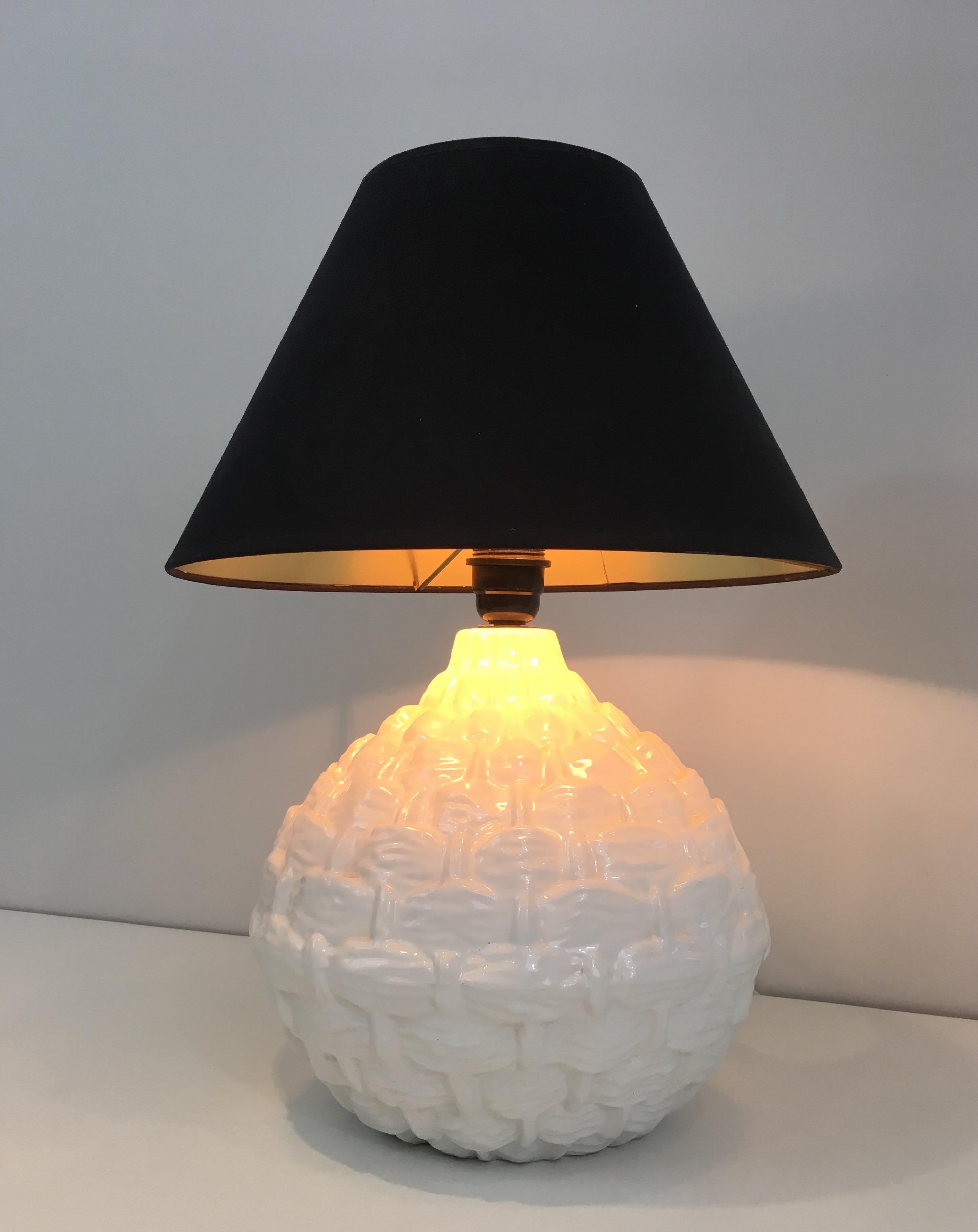Pineapple White Ceramic Table Lamp, French, circa 1970 15