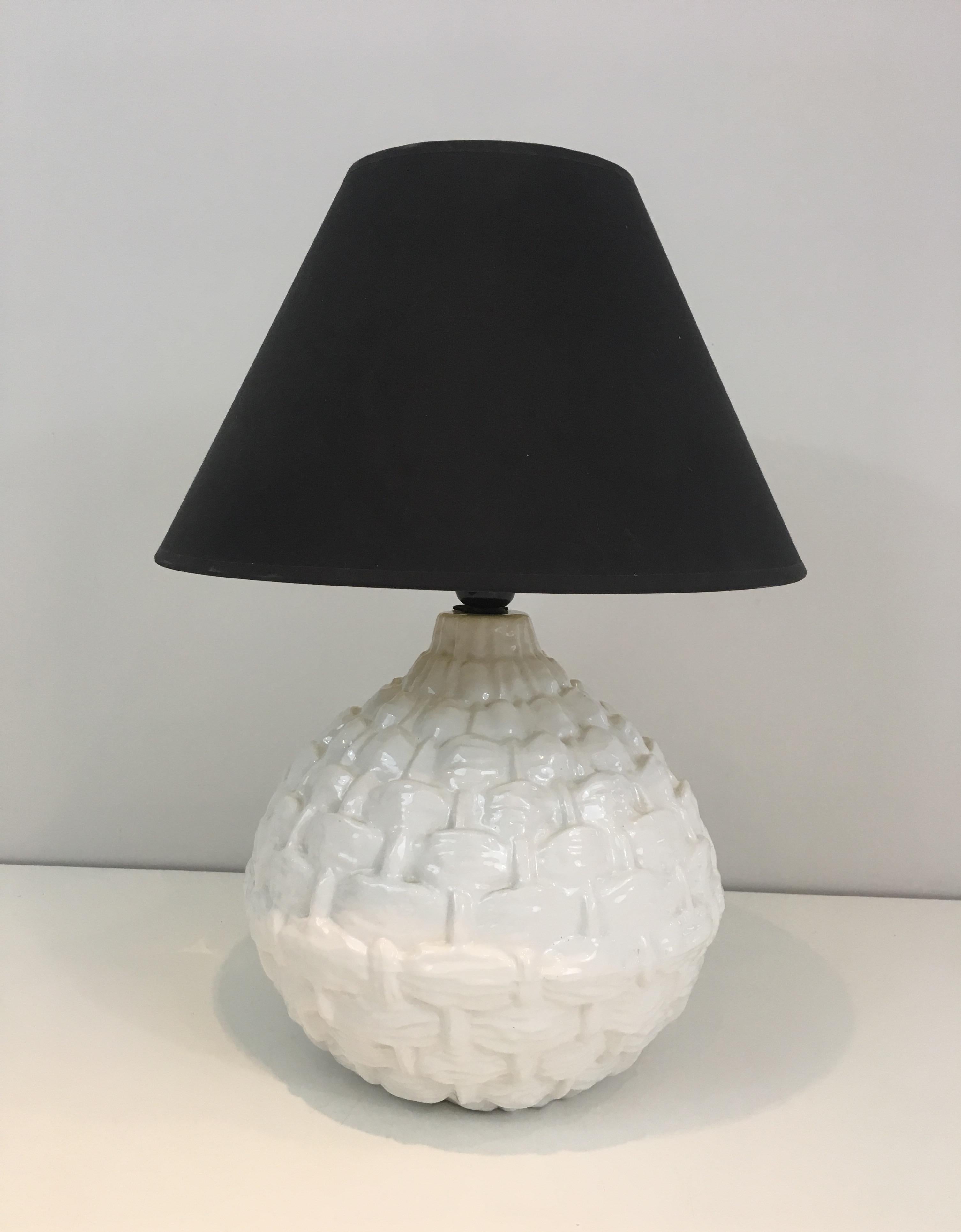 Late 20th Century Pineapple White Ceramic Table Lamp, French, circa 1970