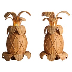 "Pineapple" wicker lamps