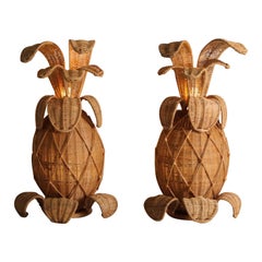 "Pineapple" wicker sconces