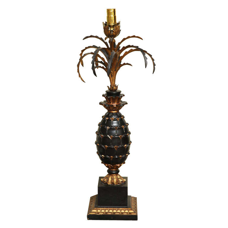 Pineapple Wood Lamp For Sale