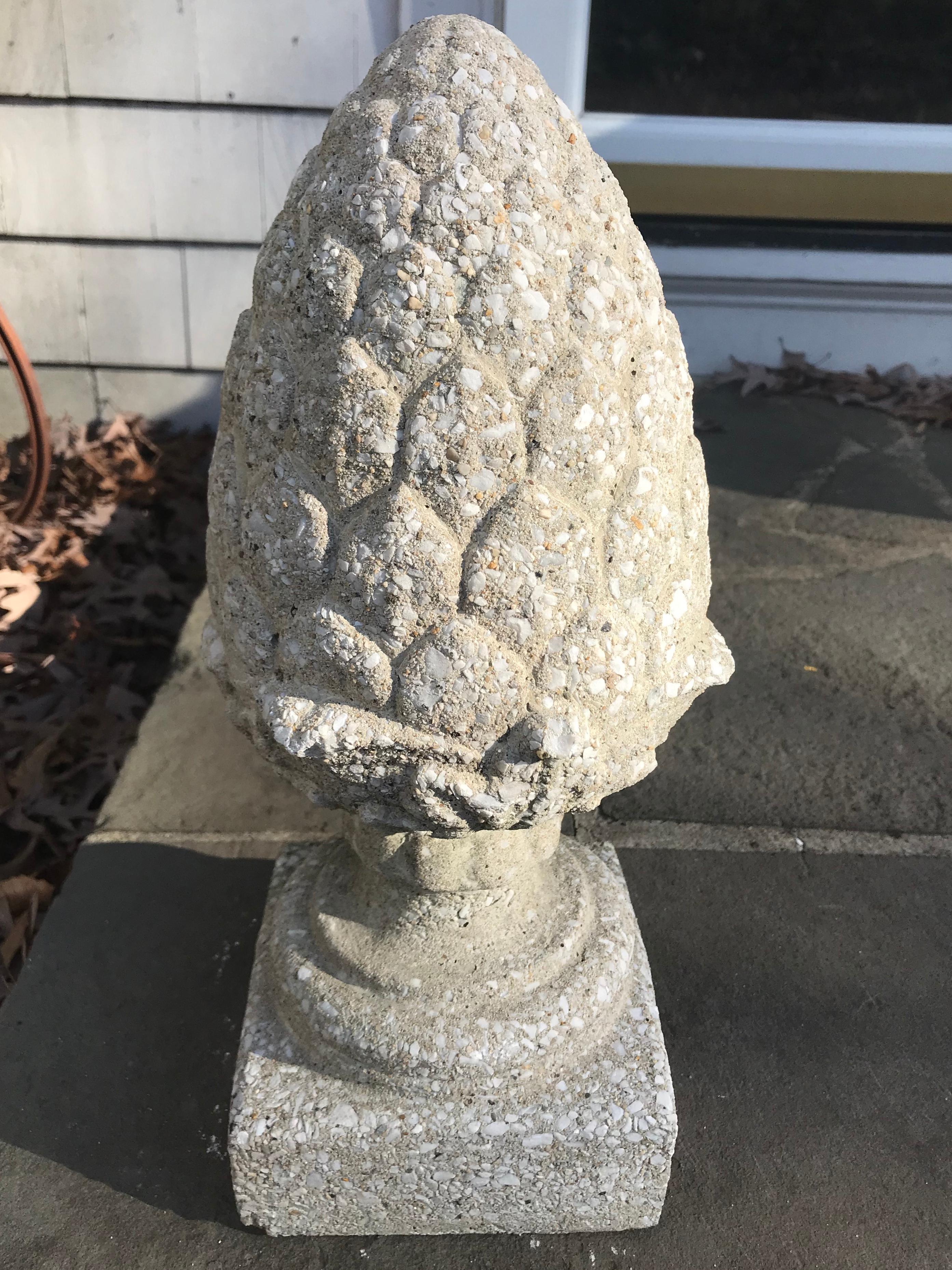 American Pinecone Cast Stone Finial For Sale