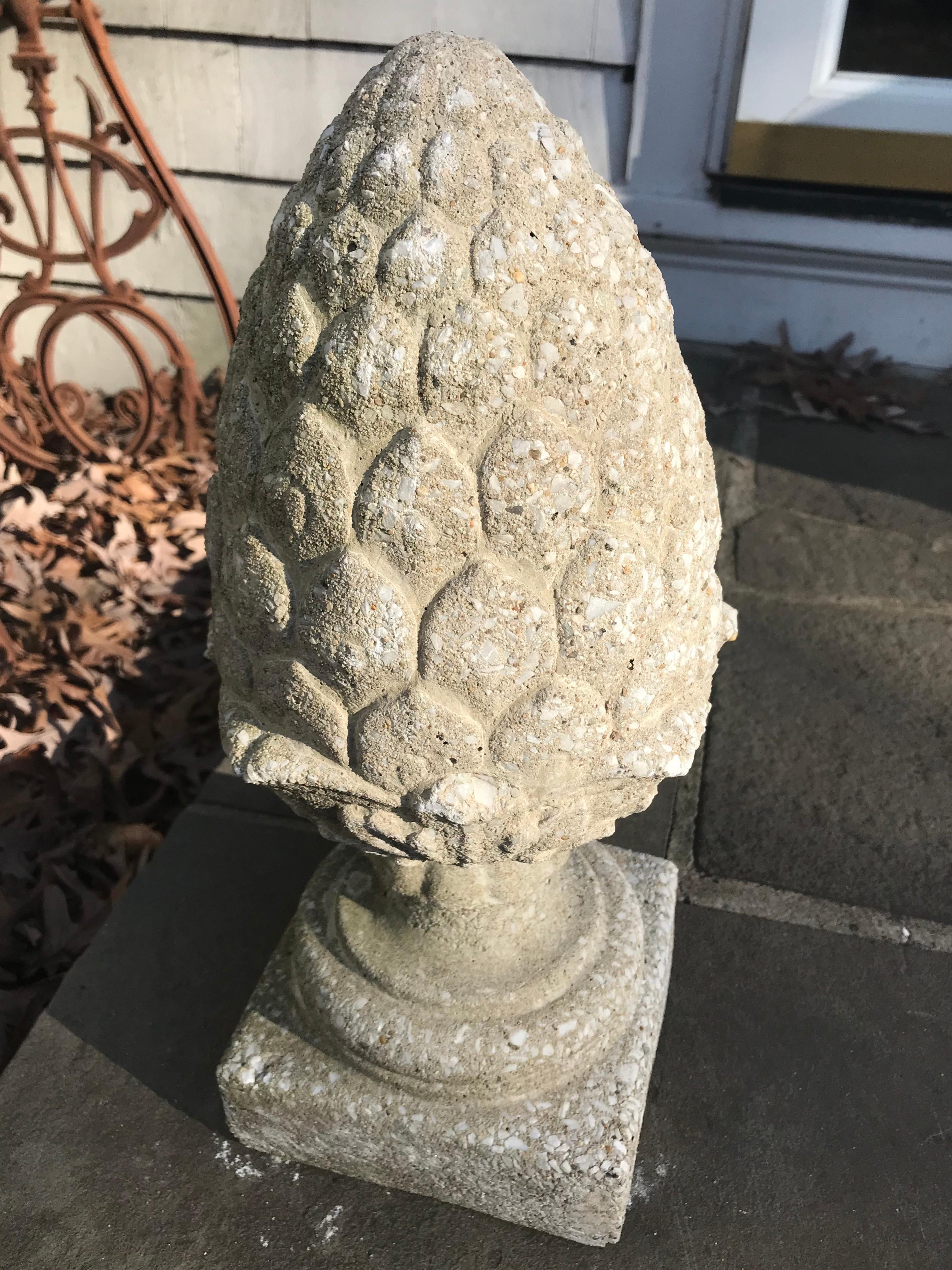 Pinecone Cast Stone Finial In Good Condition For Sale In New York, NY