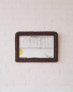 Pinecone Frame Mirror, Tramp Art Style with Antique Glass