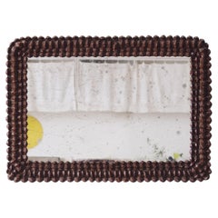 Pinecone Frame Mirror, Tramp Art Style with Antique Glass