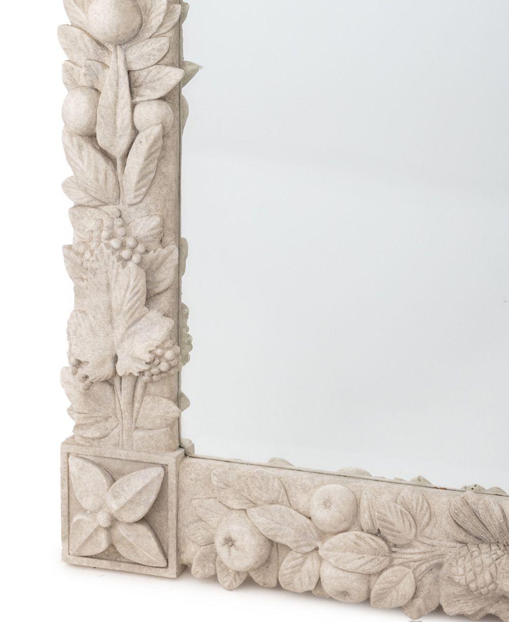 Beveled Pinecone & Fruit Motif Stone Composition Mirror For Sale