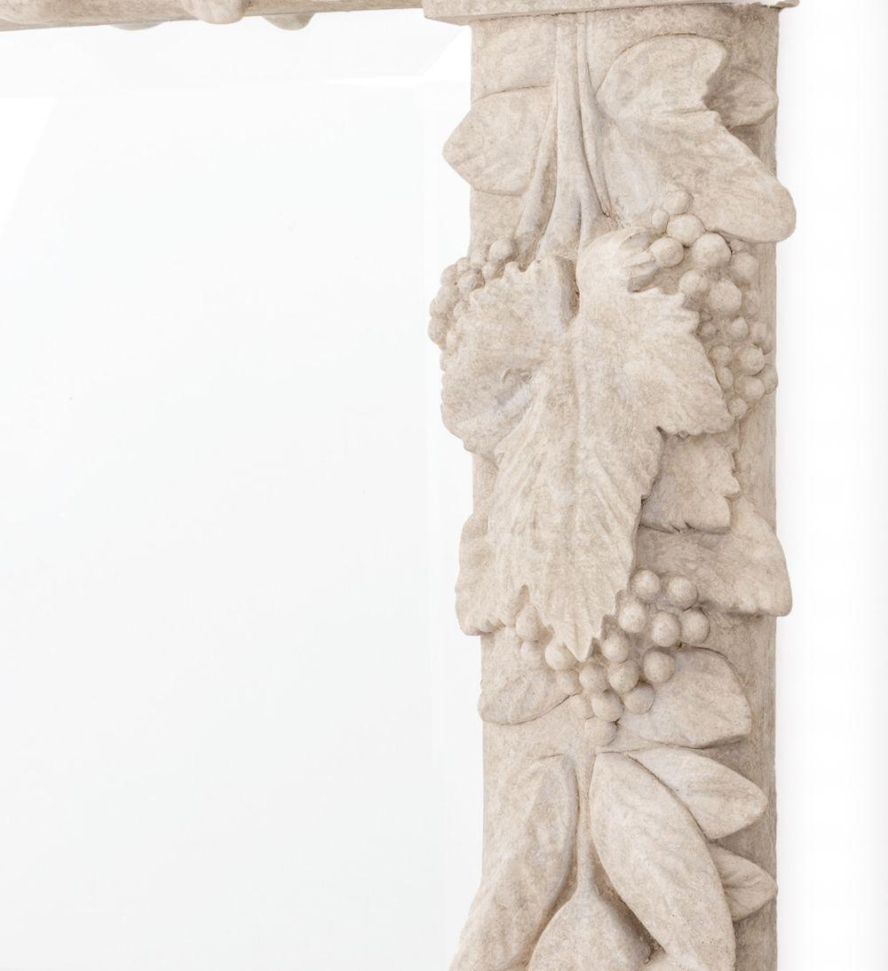 Pinecone & Fruit Motif Stone Composition Mirror In Good Condition For Sale In Astoria, NY