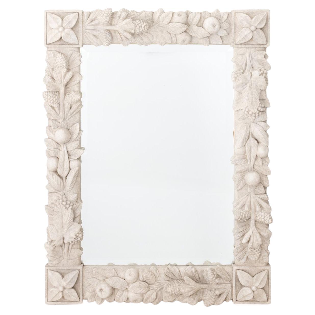 Pinecone & Fruit Motif Stone Composition Mirror For Sale