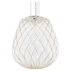 PINECONE - Large Suspension Lamp - Gold Plated Metal by Fontana Arte