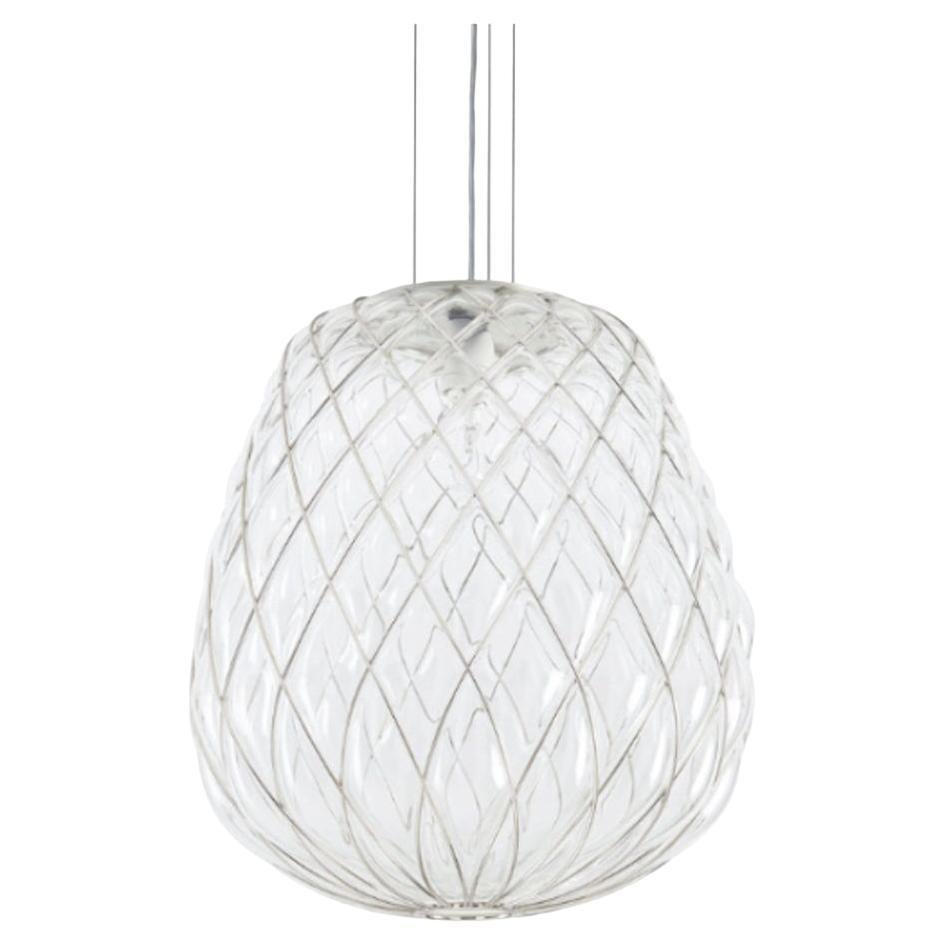 PINECONE - Lampe à suspension moyenne en métal chromé de Fontana Arte