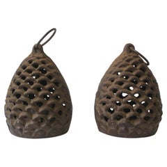 Pinecone Outdoor Lanterns in the Black Forest Style, Pair 