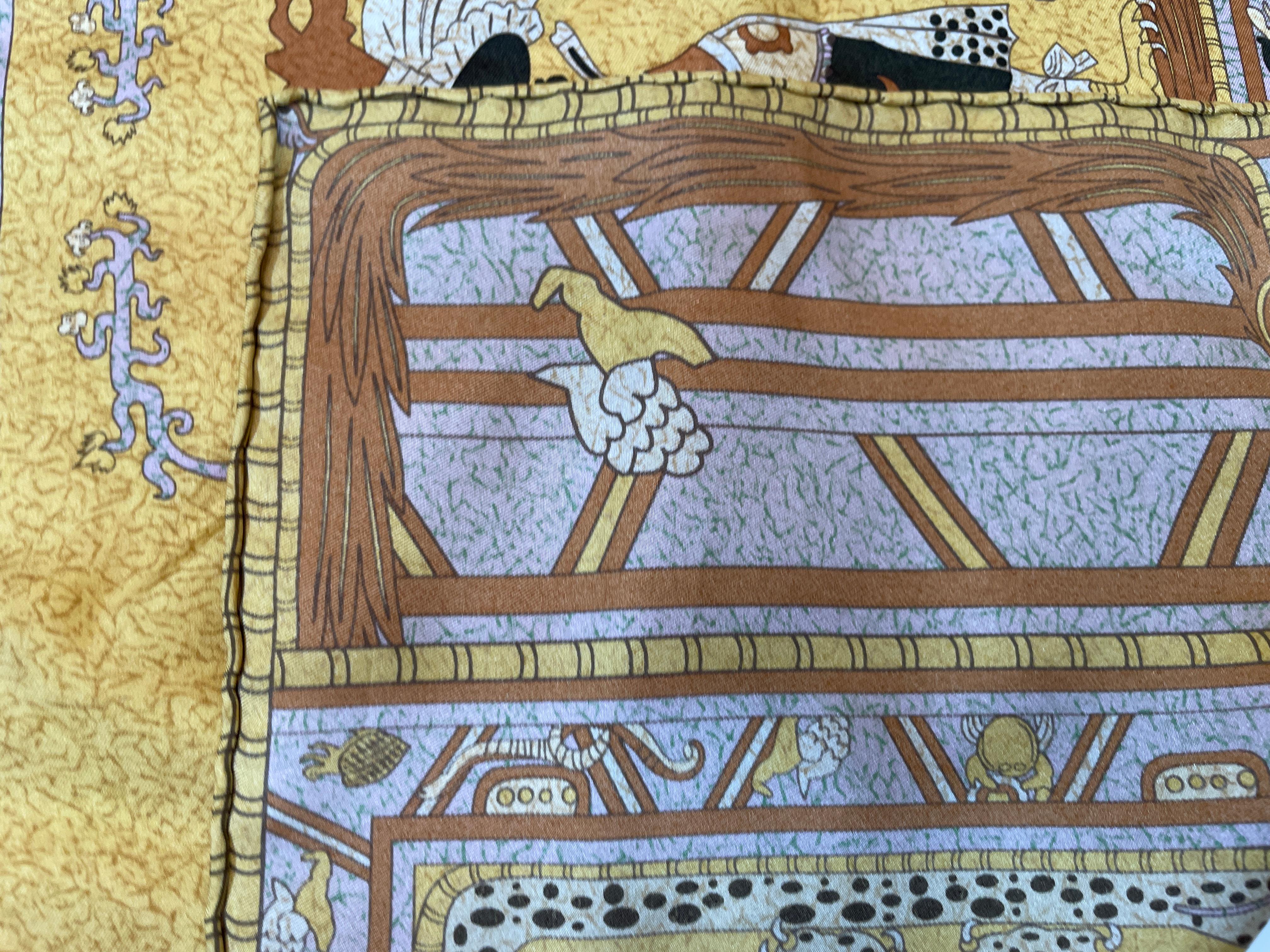 Pineda Covalin Silk Scarf with Oaxaca Mythology Design Mexico For Sale 9