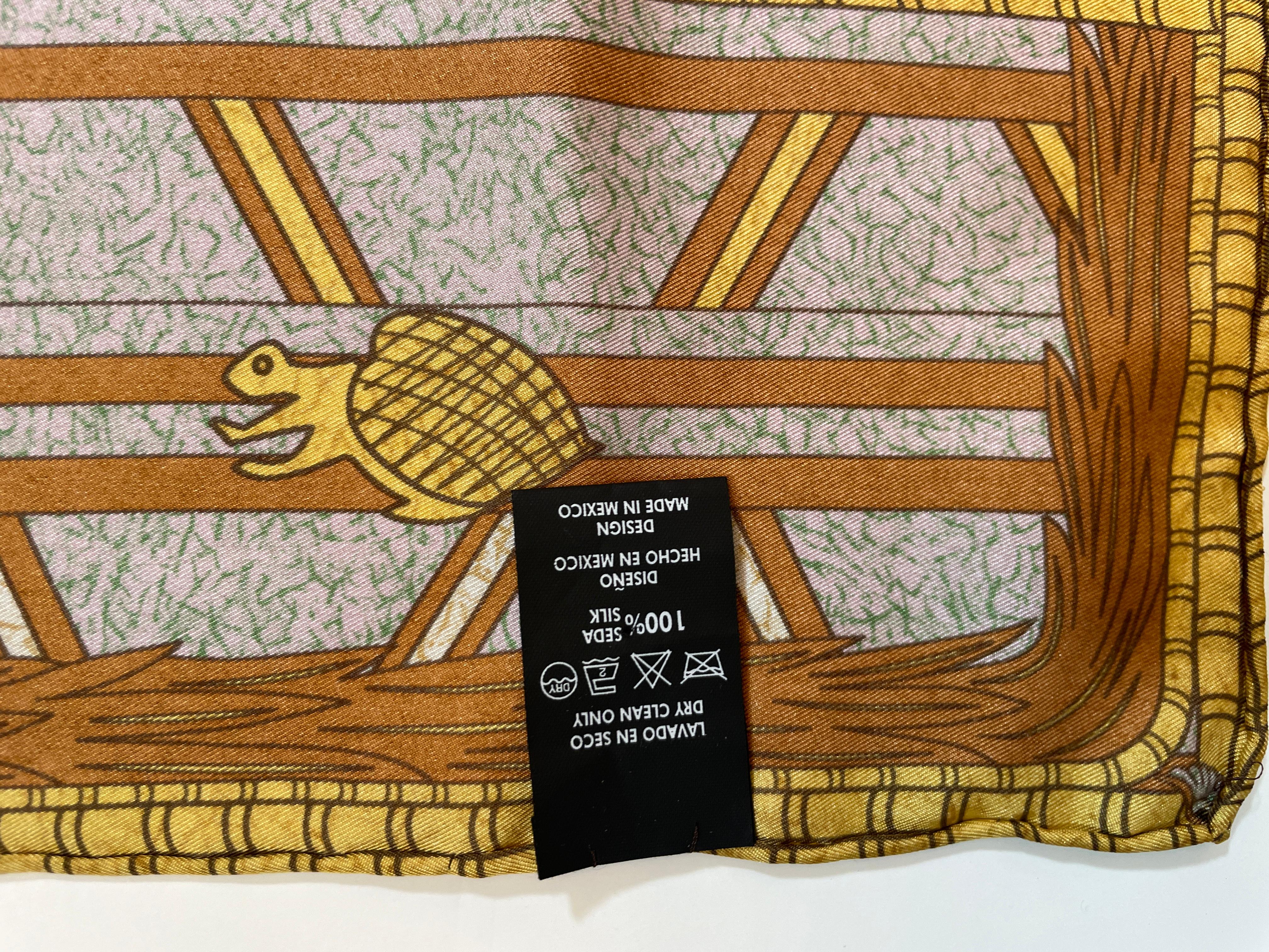 Pineda Covalin Silk Scarf with Oaxaca Mythology Design Mexico For Sale 13