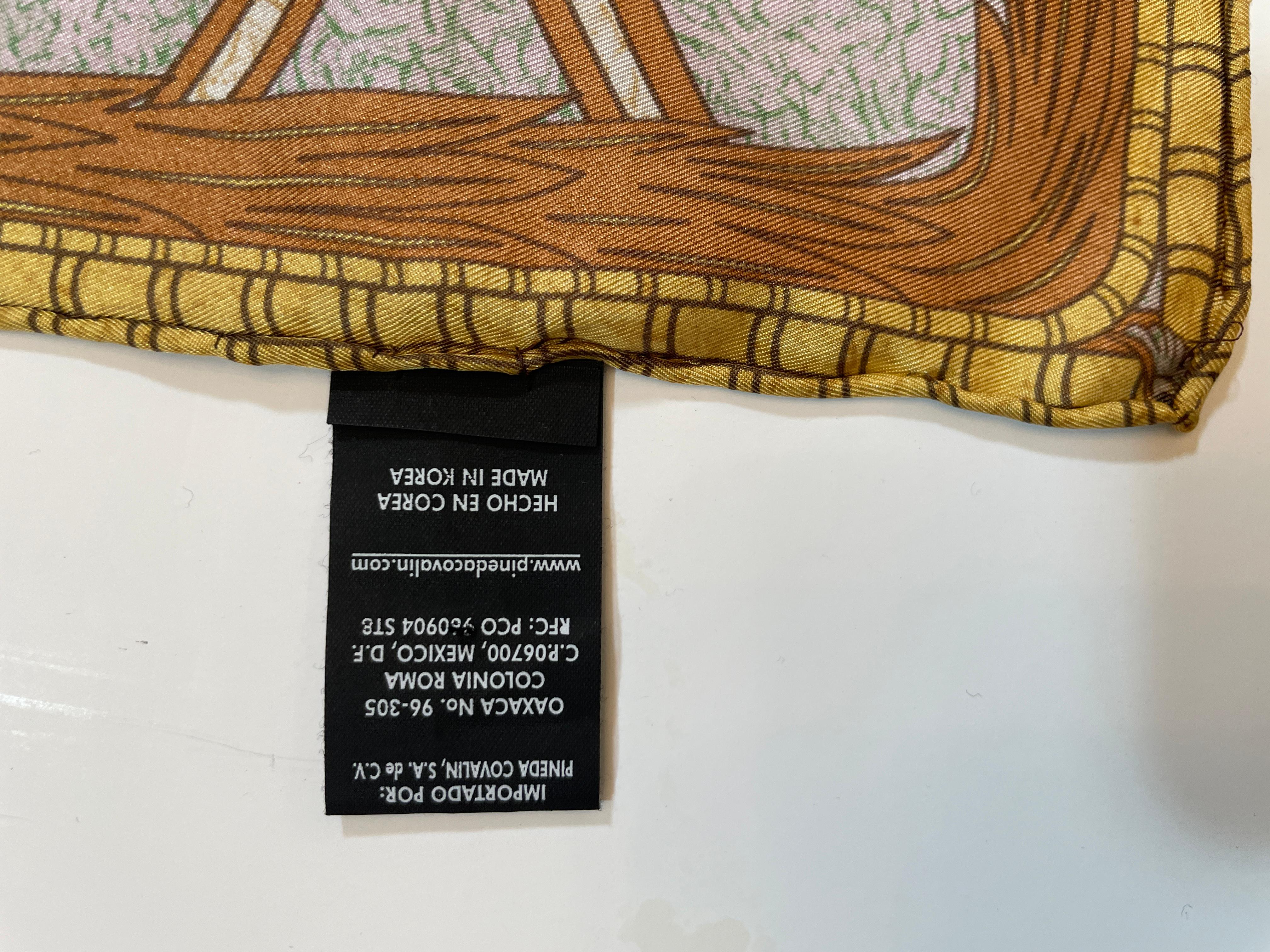 Pineda Covalin Silk Scarf with Oaxaca Mythology Design Mexico For Sale 14