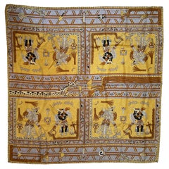 Retro Pineda Covalin Silk Scarf with Oaxaca Mythology Design Mexico