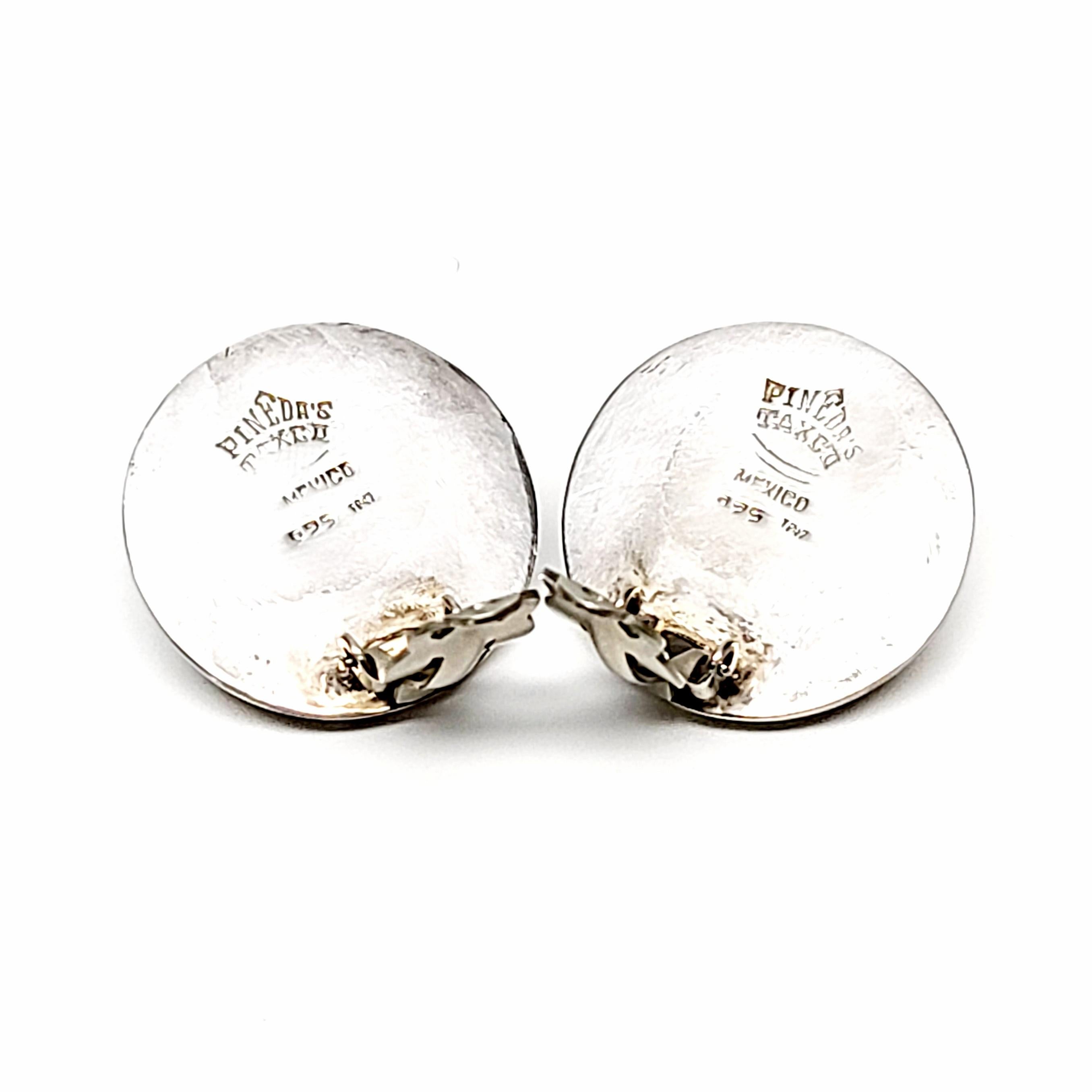 Pineda TP-17 Taxco Runde Clip-On-Ohrringe aus Sterlingsilber für Damen oder Herren