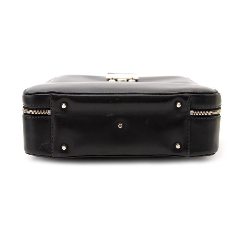 Pineider Power Elegance Black Leather Laptop Briefcase For Sale at 1stDibs