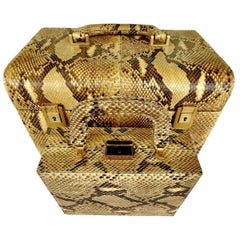Pineider Reptile Skin Covered Travel Beauty Case and Companion Jewelry Case