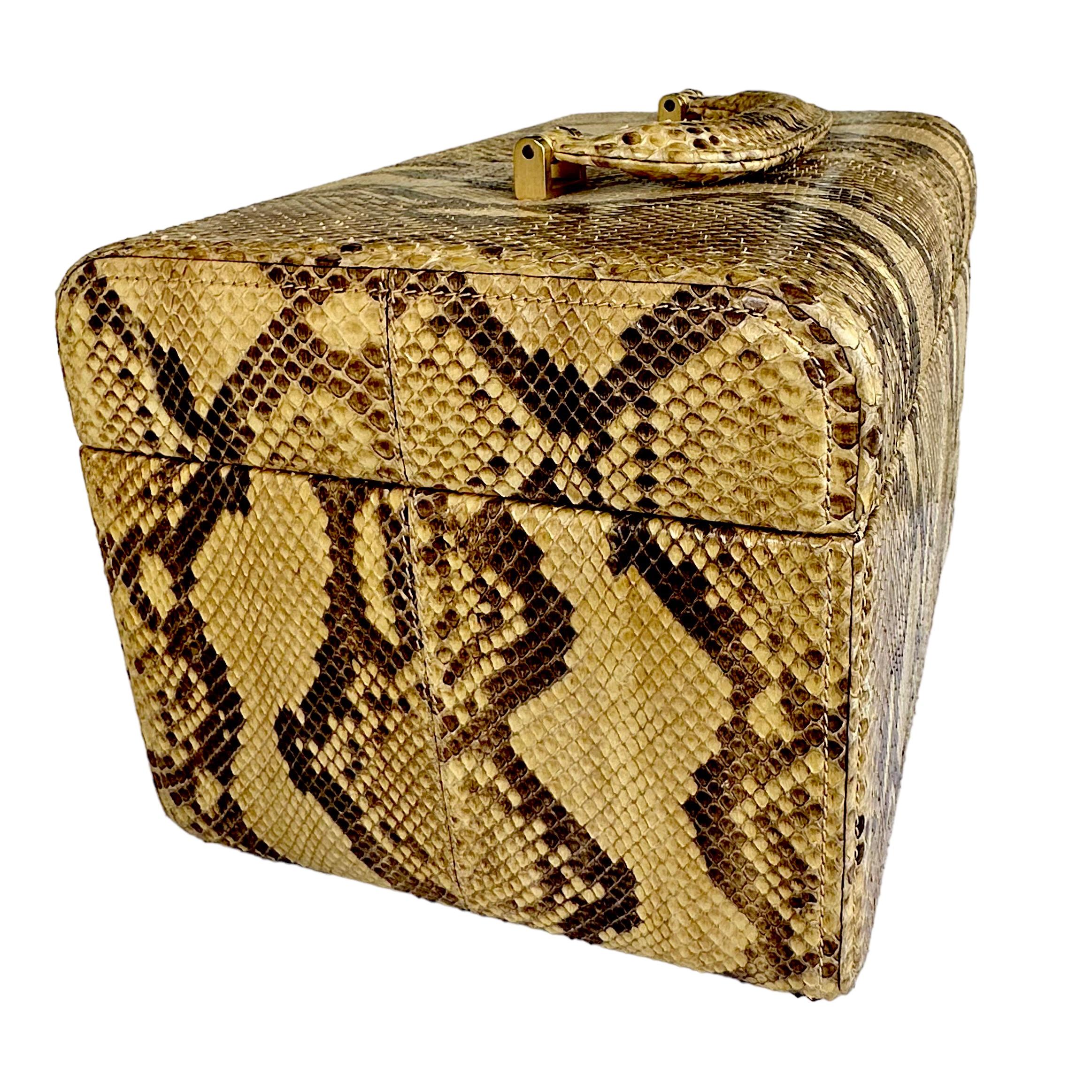 Women's Pineider Reptile Skin Covered Travel Beauty Case and Companion Jewelry Case For Sale