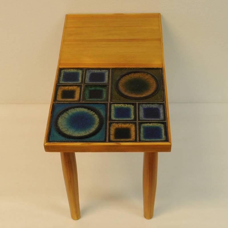 Pinetable with Ceramic Tiles by Konrad Galaaen, Norway In Good Condition In Stockholm, SE
