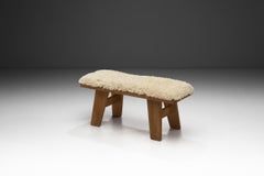 Banco de madera de pino con asiento tapizado by Krogenæs, Noruega Años 60
