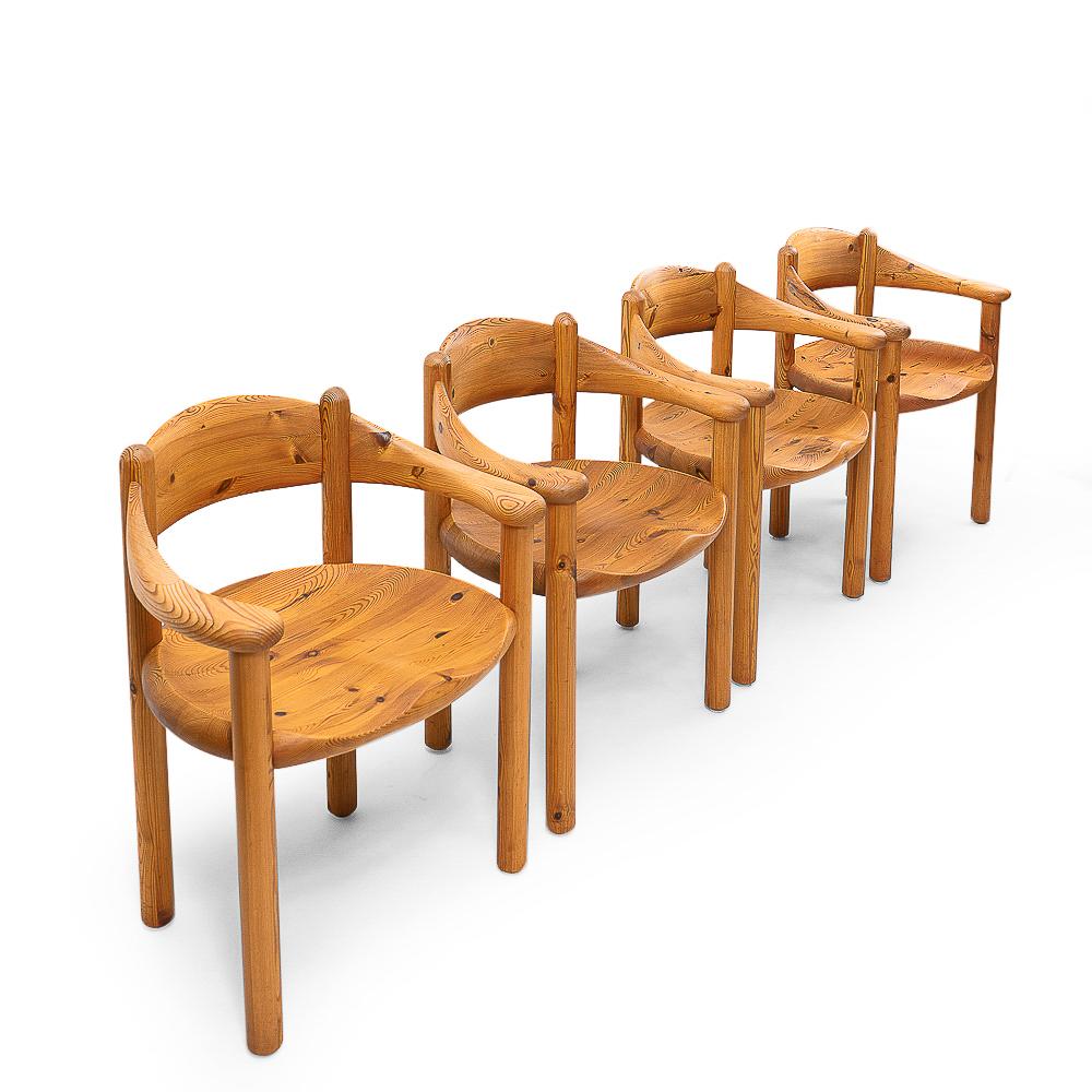 Mid-Century Modern Pinewood Carver Chairs by Rainer Daumiller, 1970s