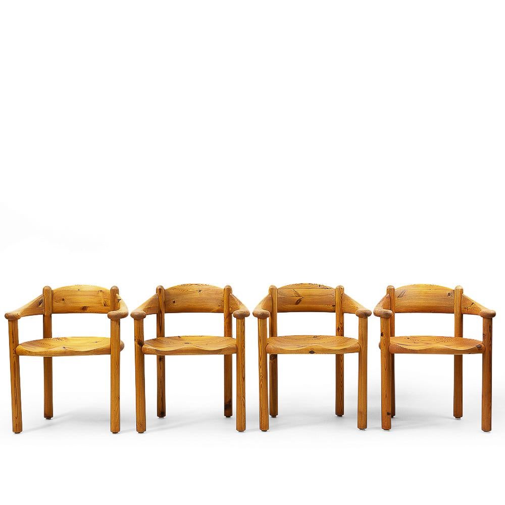 Pinewood Carver Chairs by Rainer Daumiller, 1970s In Good Condition In Renens, CH