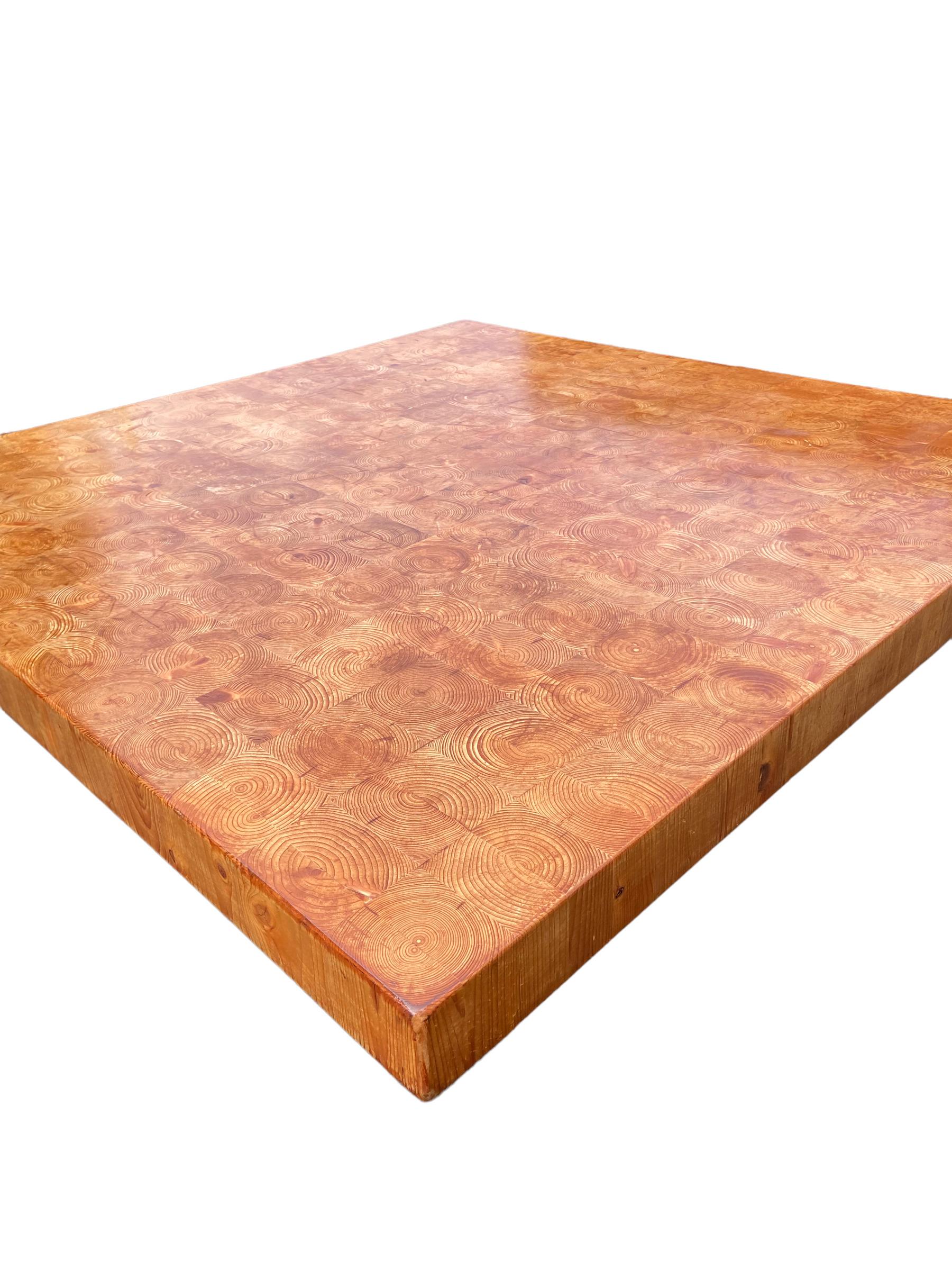 Hand-Crafted Pinewood Coffee Table “End-Grain” For Sale