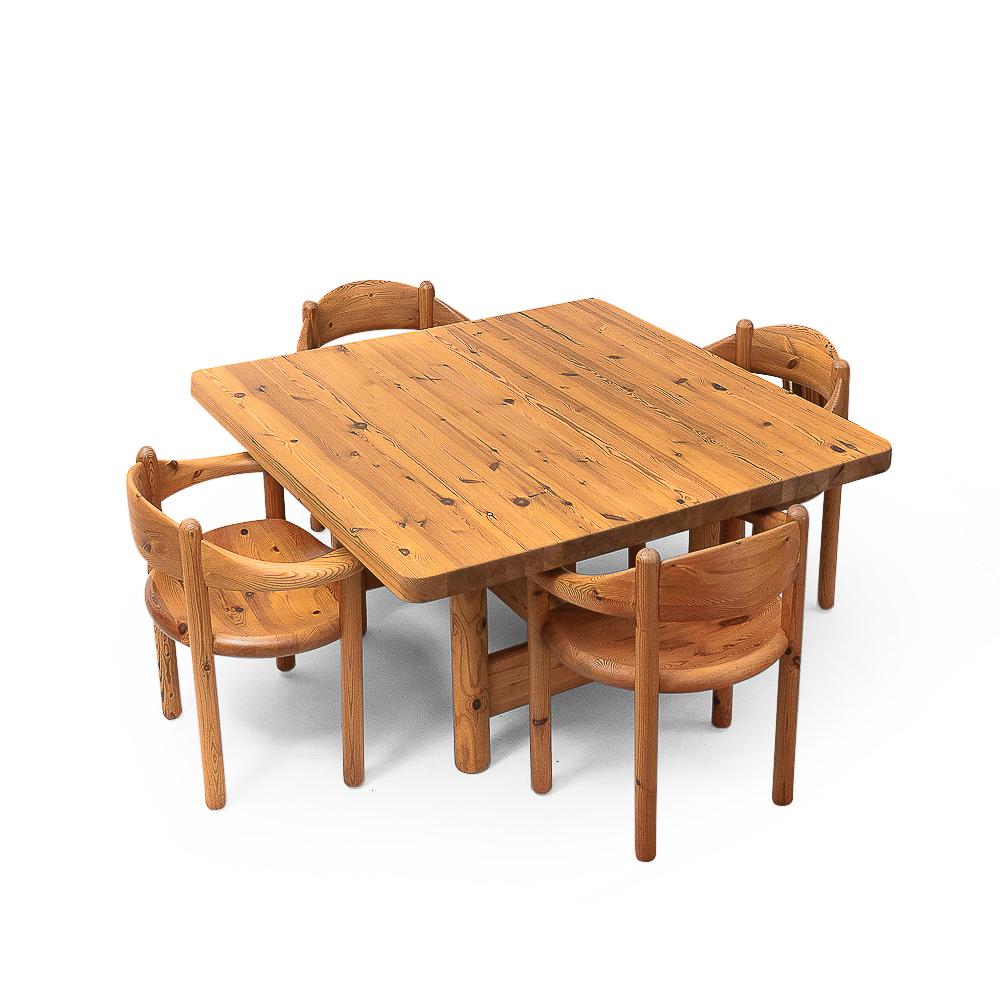 Danish Solid Pinewood Dining Table by Rainer Daumiller, 1970s For Sale