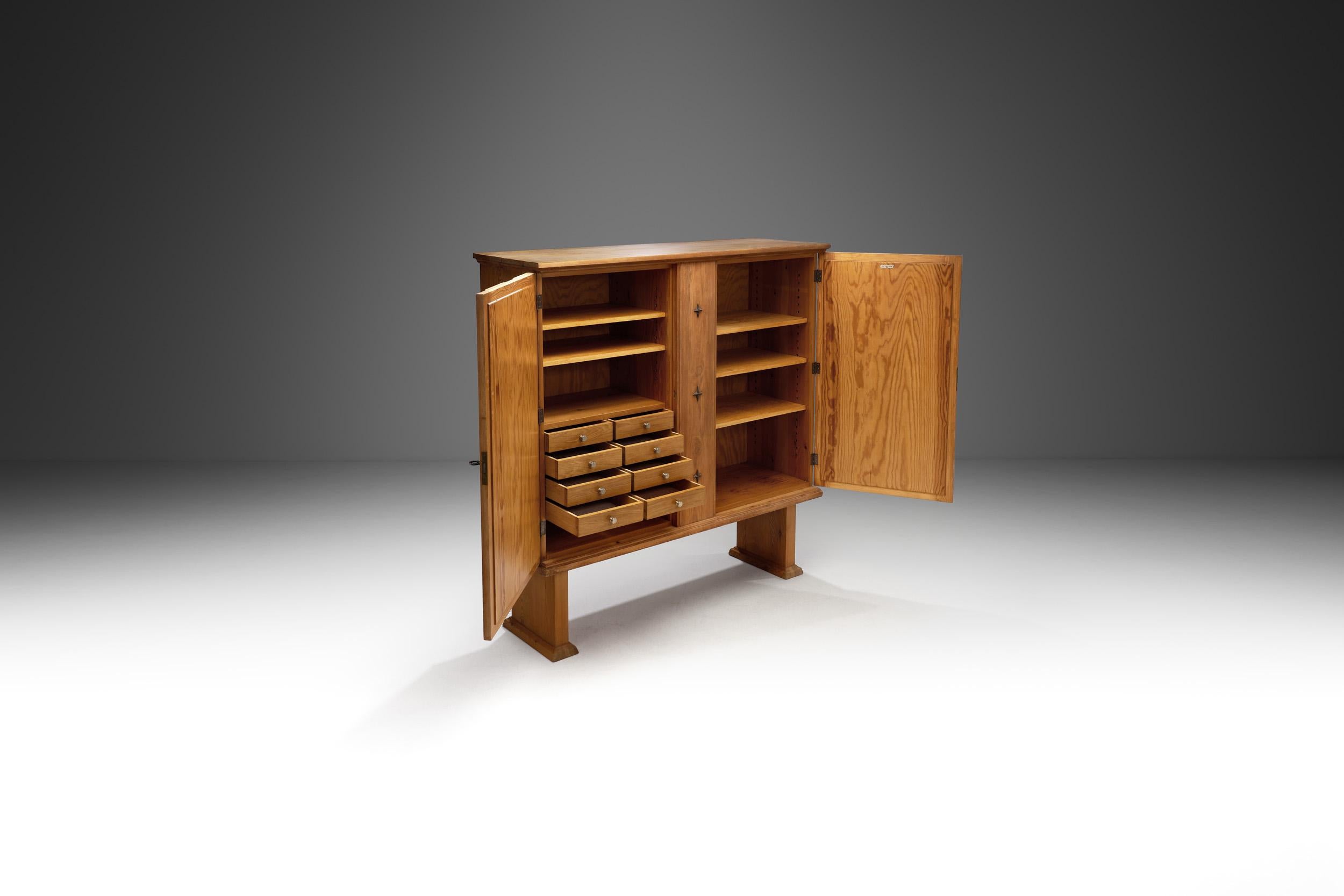 Pinewood Highboard Cabinet in the Manner of Axel Einar Hjorth, Norway 1940s 1