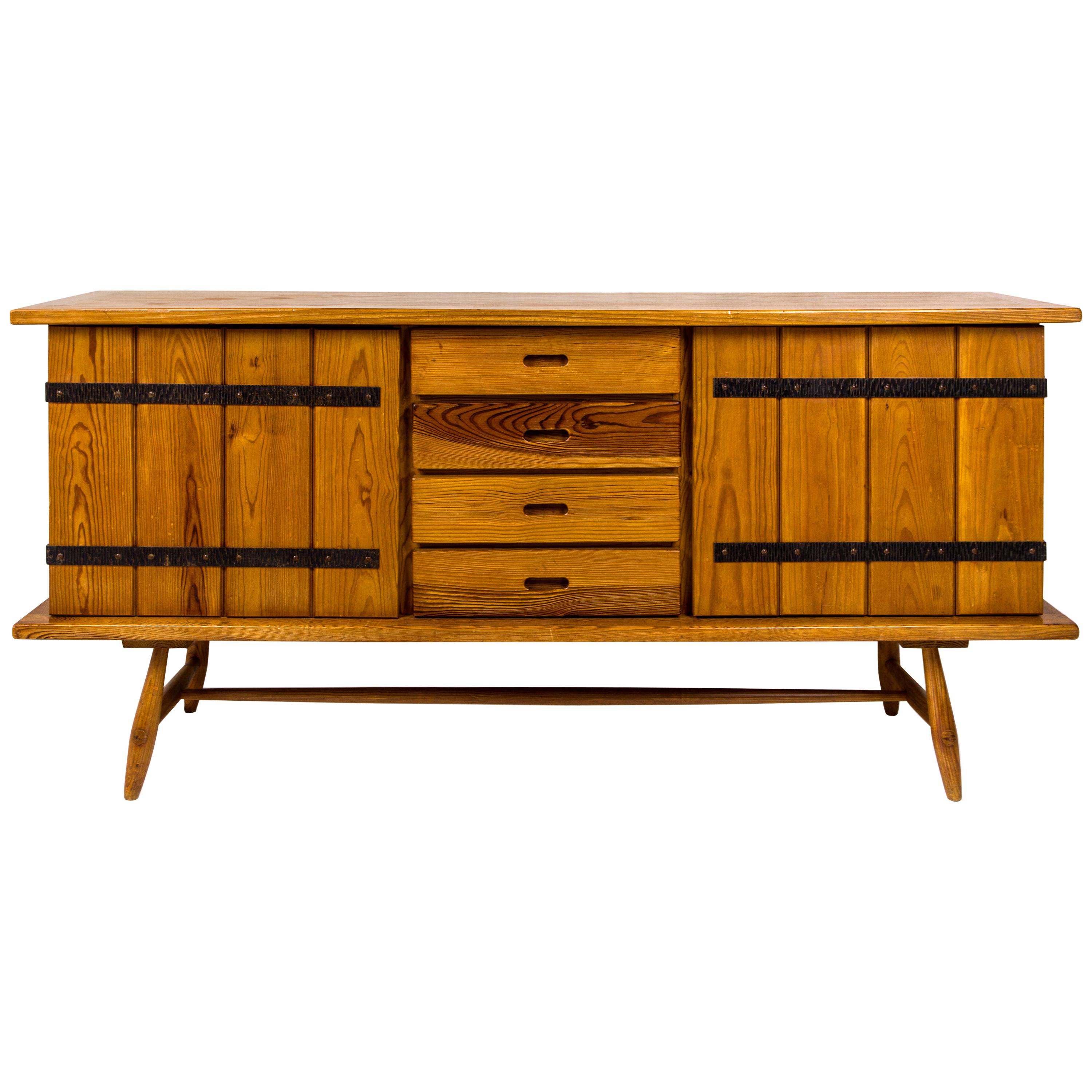 Pinewood Sideboard, circa 1960, France For Sale