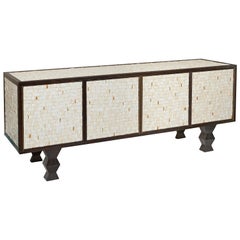 Pinewood Sideboard Veneered with a Mosaic of Earthenware by WH Studio