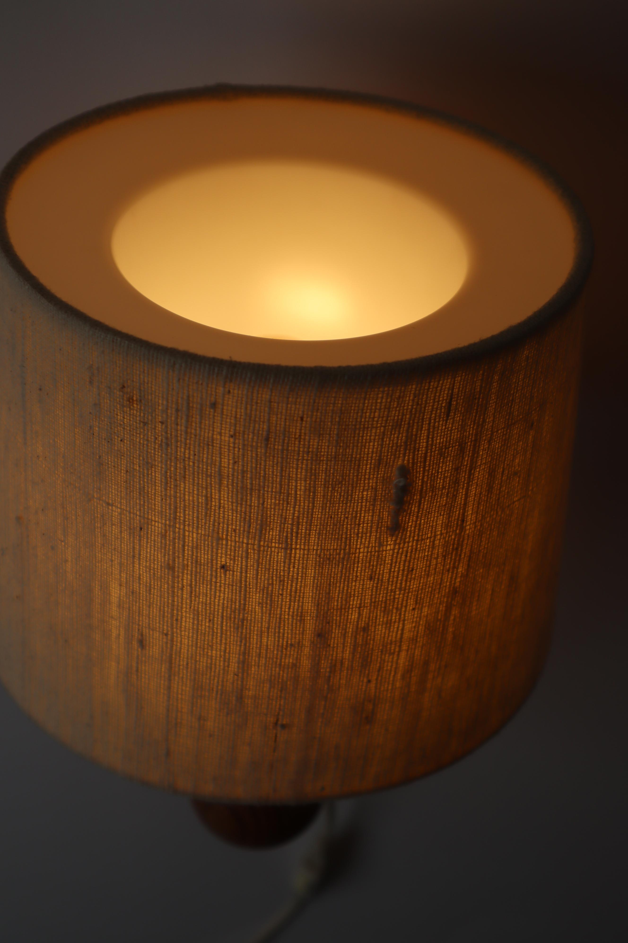 Machine-Made Pinewood wall lamp with lampshade from Luxus Sweden For Sale