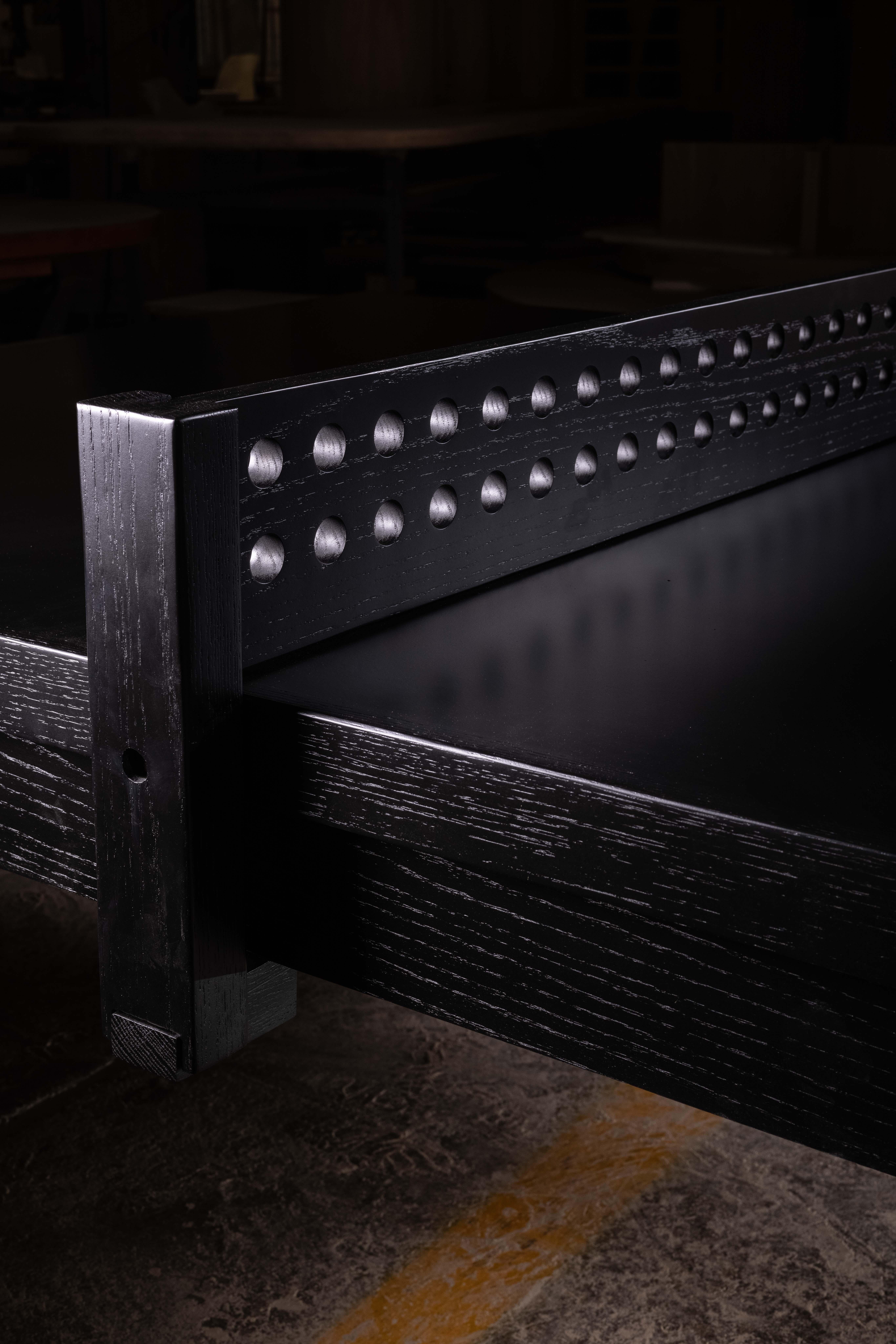 Modern Ping Pong Game Table in Solid Black Oak by No Age Studio For Sale