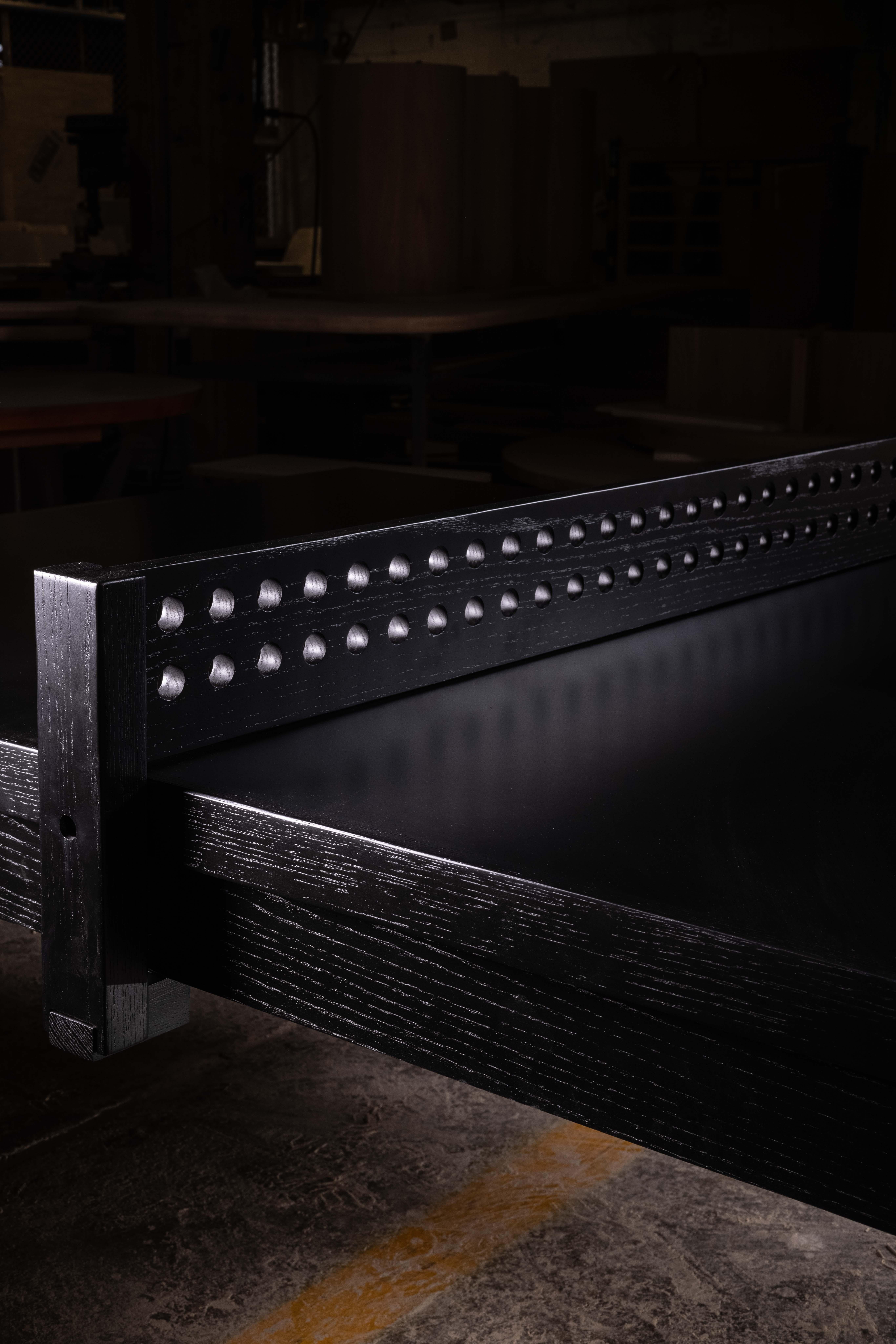 Mexican Ping Pong Game Table in Solid Black Oak by No Age Studio For Sale
