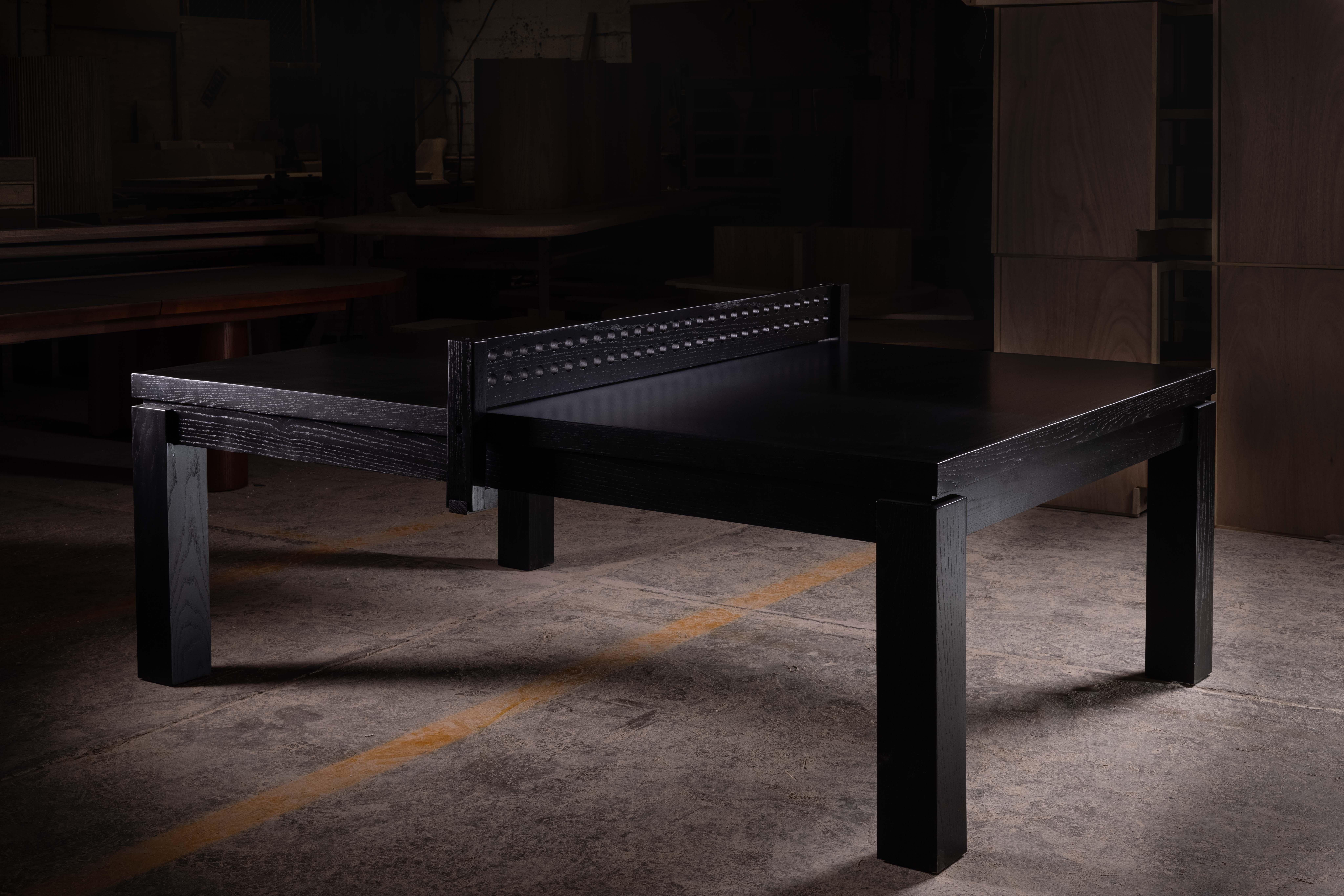Ping Pong Game Table in Solid Black Oak by No Age Studio For Sale 1