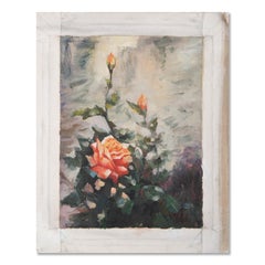 Pingchang Zhang Impressionist Original Oil On Canvas "Blooming Rose"