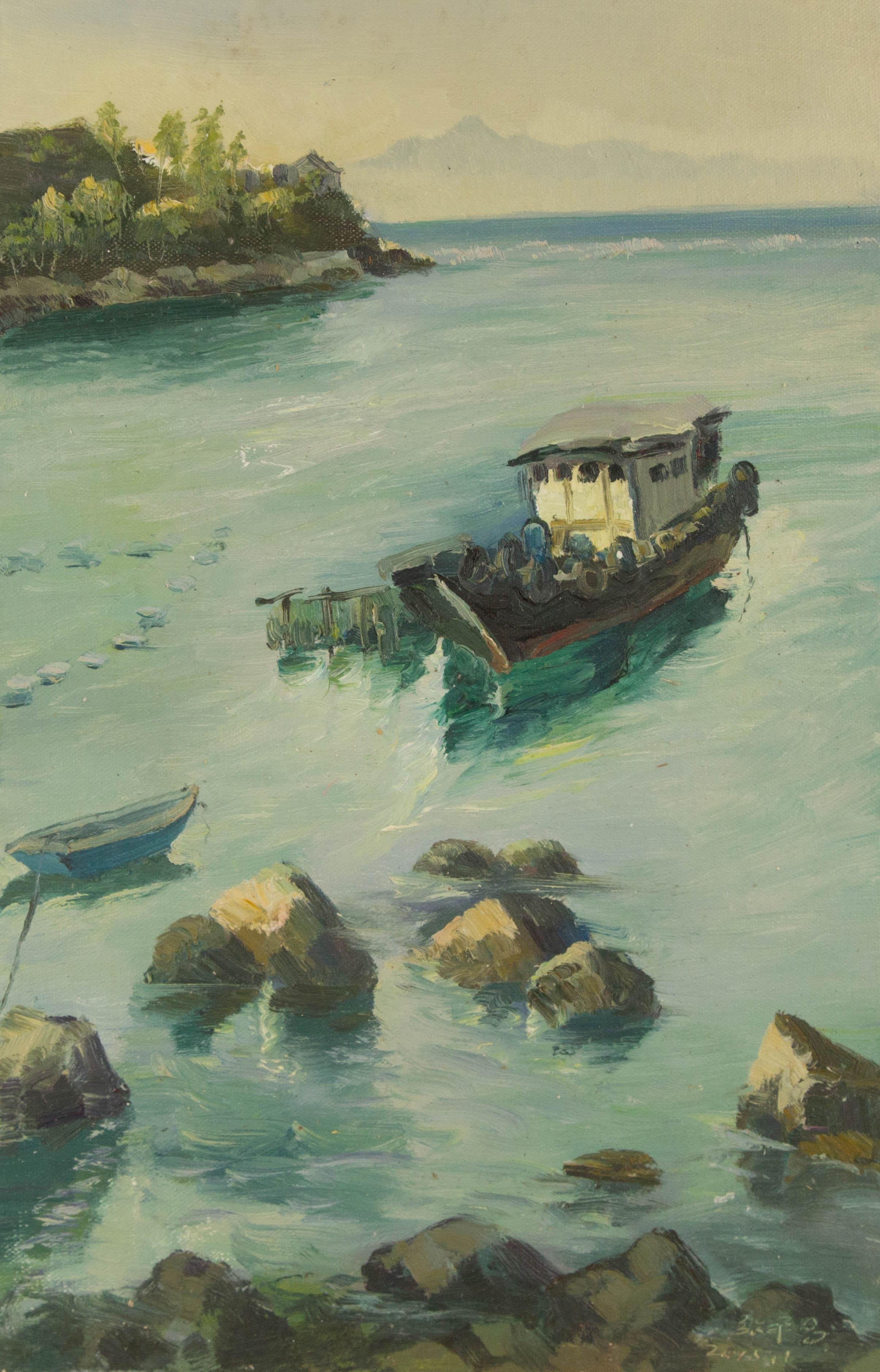 Pingchang Zhang Landscape Original Oil On Canvas "Coming Back"