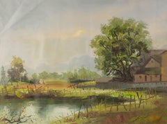 Pingchang Zhang Paesaggio Olio originale su tela "Country Side Series II"