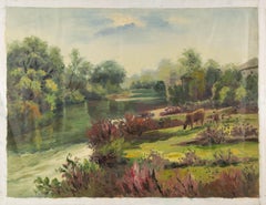 Pingchang Zhang Landscape Original Oil On Canvas "Country Side Series VI"
