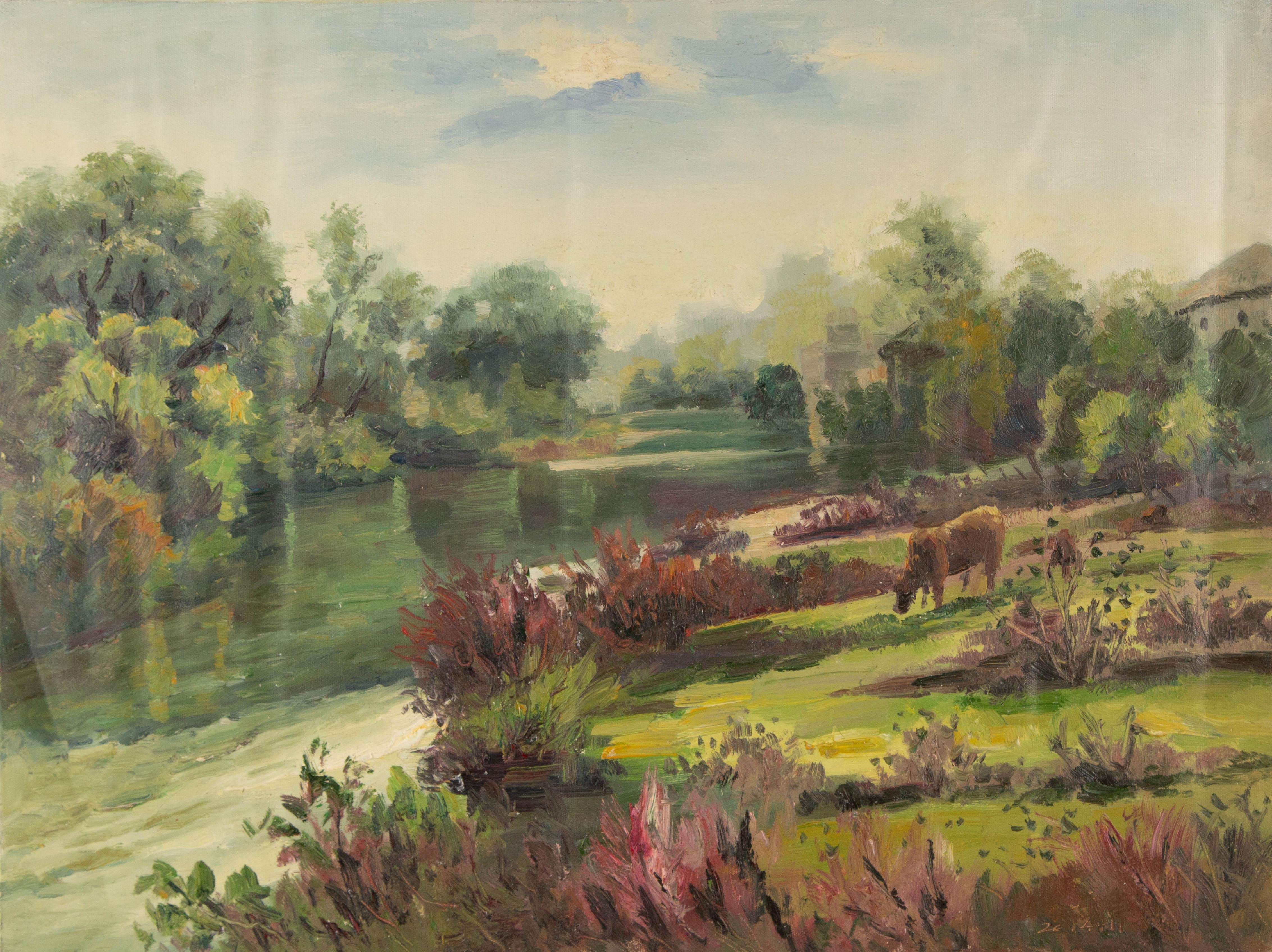  Title: Country Side Series VI
 Medium: Oil on canvas
 Size: 23.5 x 31 inches
 Frame: Framing options available!
 Condition: The painting appears to be in excellent condition.
 Note: This painting is unstretched, shipped rolled unless