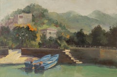 Pingchang Zhang Landscape Original Oil On Canvas "Docked"