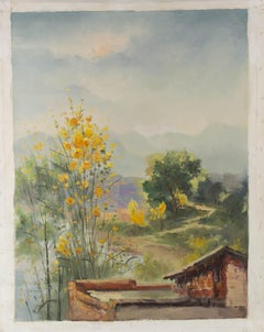 Pingchang Zhang Landschaft Original Öl auf Leinwand "High Up"