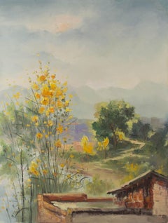 Pingchang Zhang Paisaje Original Óleo Sobre Lienzo "En lo Alto"
