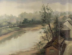 Pingchang Zhang Landscape Original Oil On Canvas "Houses"